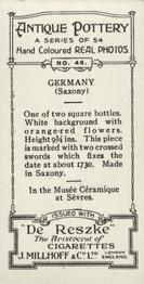 1927 De Reszke Antique Pottery #46 Square bottle, Germany Back