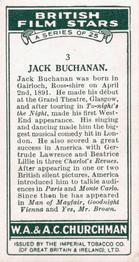 1934 Churchman's British Film Stars #3 Jack Buchanan Back