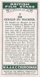 1934 Churchman's British Film Stars #5 Sir Gerald du Maurier Back
