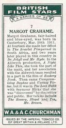 1934 Churchman's British Film Stars #7 Margot Grahame Back