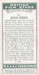1934 Churchman's British Film Stars #16 Joyce Kirby Back