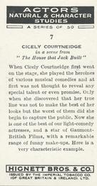 1938 Hignett’s Actors Natural & Character Studies # 7 Cicely Courtneidge Back
