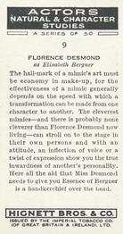1938 Hignett’s Actors Natural & Character Studies # 9 Florence Desmond Back