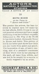 1938 Hignett’s Actors Natural & Character Studies #10 Edith Evans Back