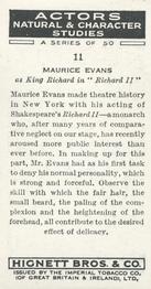 1938 Hignett’s Actors Natural & Character Studies # 11 Maurice Evans Back