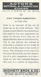 1938 Hignett’s Actors Natural & Character Studies #15 Jean Forbes-Robertson Back