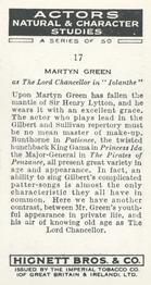 1938 Hignett’s Actors Natural & Character Studies #17 Martyn Green Back