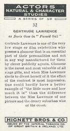 1938 Hignett’s Actors Natural & Character Studies # 32 Gertrude Lawrence Back