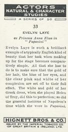 1938 Hignett’s Actors Natural & Character Studies # 33 Evelyn Laye Back