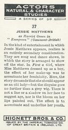 1938 Hignett’s Actors Natural & Character Studies #37 Jessie Matthews Back