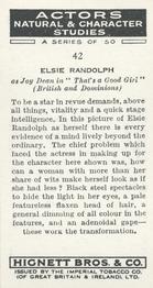 1938 Hignett’s Actors Natural & Character Studies #42 Elsie Randolph Back