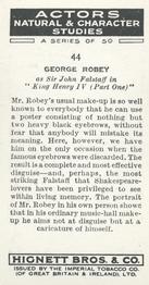 1938 Hignett’s Actors Natural & Character Studies #44 George Robey Back