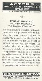 1938 Hignett’s Actors Natural & Character Studies #48 Ernest Thesiger Back