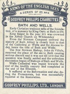 1924 Godfrey Phillips Arms of the English Sees #2 Bath and Wells Back