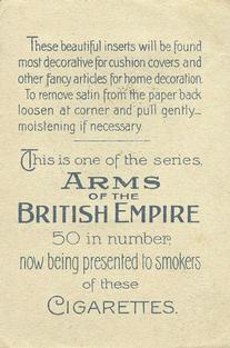1910 B.A.T. Arms of the British Empire Silks #36 Calcutta Back