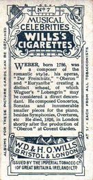 1911 Wills's Musical Celebrities #7 Carl Maria von Weber Back