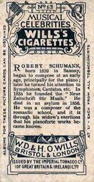 1911 Wills's Musical Celebrities #13 Robert Schumann Back