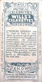 1911 Wills's Musical Celebrities #16 Charles Gounod Back