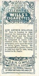 1912 Wills's Musical Celebrities #29 Arthur Sullivan Back