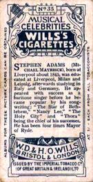1911 Wills's Musical Celebrities #35 Stephen Adams Back