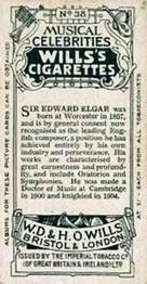 1911 Wills's Musical Celebrities #38 Edward Elgar Back