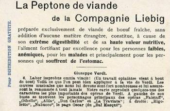 1902 Liebig Life of Verdi (French Text)(F718, S717) #6 Giuseppe Verdi Back