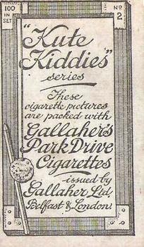 1916 Gallaher's Kute Kiddies #2 A sure thing Kiddie ! Back