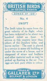 1923 Gallaher British Birds #4 Swift Back