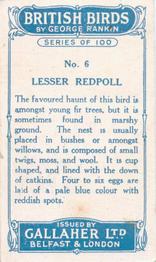 1923 Gallaher British Birds #6 Lesser Redpoll Back