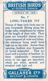 1923 Gallaher British Birds #7 Long-Tailed Tit Back