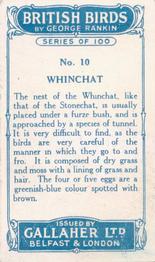 1923 Gallaher British Birds #10 Whinchat Back
