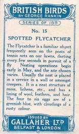 1923 Gallaher British Birds #15 Spotted Flycatcher Back