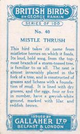 1923 Gallaher British Birds #40 Mistle Thrush Back