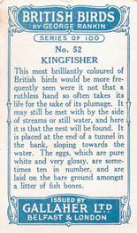 1923 Gallaher British Birds #52 Kingfisher Back