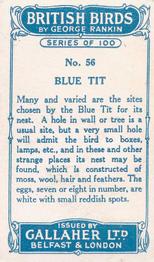 1923 Gallaher British Birds #56 Blue Tit Back