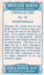 1923 Gallaher British Birds #75 Nightingale Back