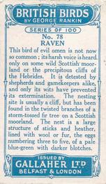 1923 Gallaher British Birds #78 Raven Back