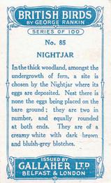 1923 Gallaher British Birds #85 Nightjar Back