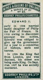 1925 Godfrey Phillips Kings and Queens of England #23 Edward II Back