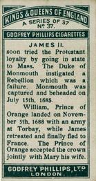 1925 Godfrey Phillips Kings and Queens of England #37 James II Back