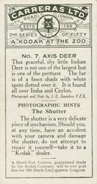 1925 Carreras A “Kodak” at the Zoo (Second Series of 50) #7 Axis Deer Back