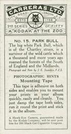 1925 Carreras A “Kodak” at the Zoo (Second Series of 50) #15 Park Bull Back