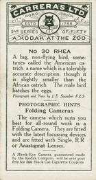 1925 Carreras A “Kodak” at the Zoo (Second Series of 50) #30 Rhea Back
