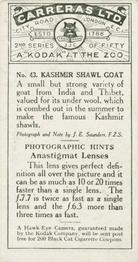 1925 Carreras A “Kodak” at the Zoo (Second Series of 50) #43 Kashmir Shawl Goat Back