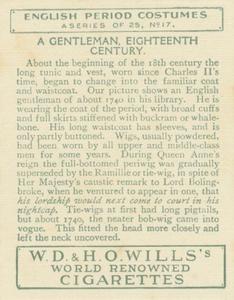 1929 Wills’s English Period Costumes (Large) #17 A Gentleman, Eighteenth Century Back