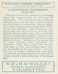 1929 Wills’s English Period Costumes (Large) #18 A Gentleman, Eighteenth Century Back