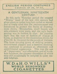 1929 Wills’s English Period Costumes (Large) #23 A Gentleman, Nineteenth Century Back