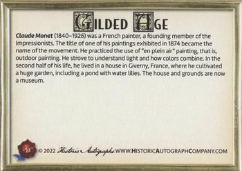 2023 Historic Autographs Gilded Age #50 Claude Monet Back