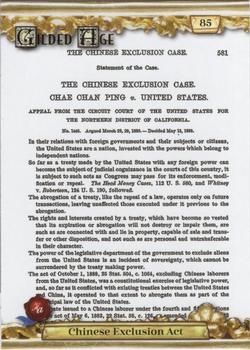 2023 Historic Autographs Gilded Age #85 Chinese Exclusion Act Front