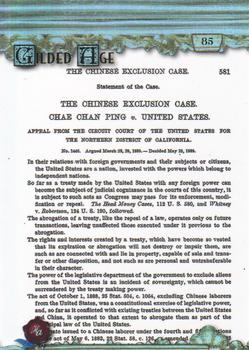2023 Historic Autographs Gilded Age - Alloy #85 Chinese Exclusion Act Front